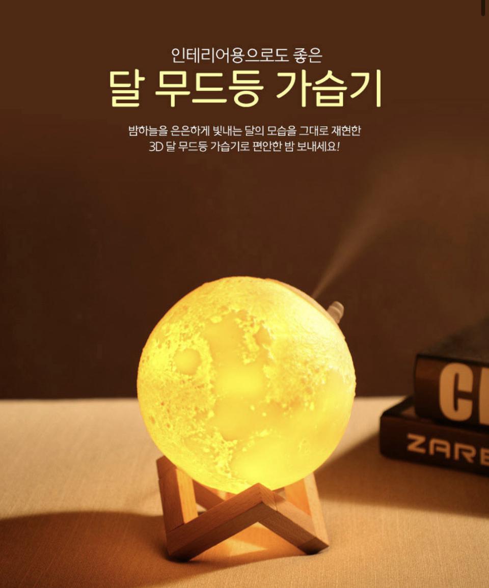 3D 달 무드등 조명 가습기