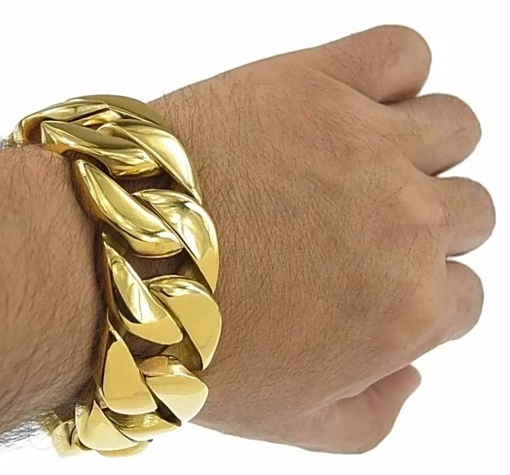 손목위의 "부의 상징" 메가 헤비팔찌 316L 소재 14K 도금