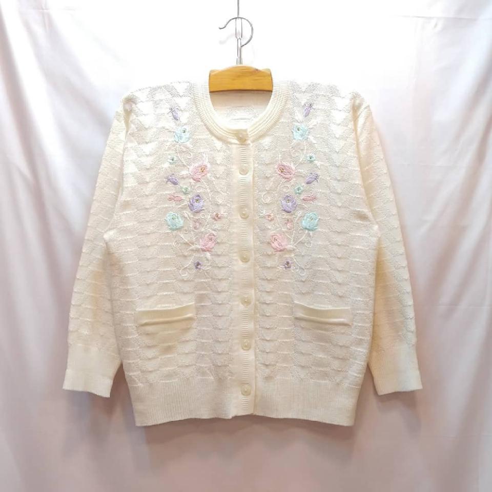 자수 라운드 가디건