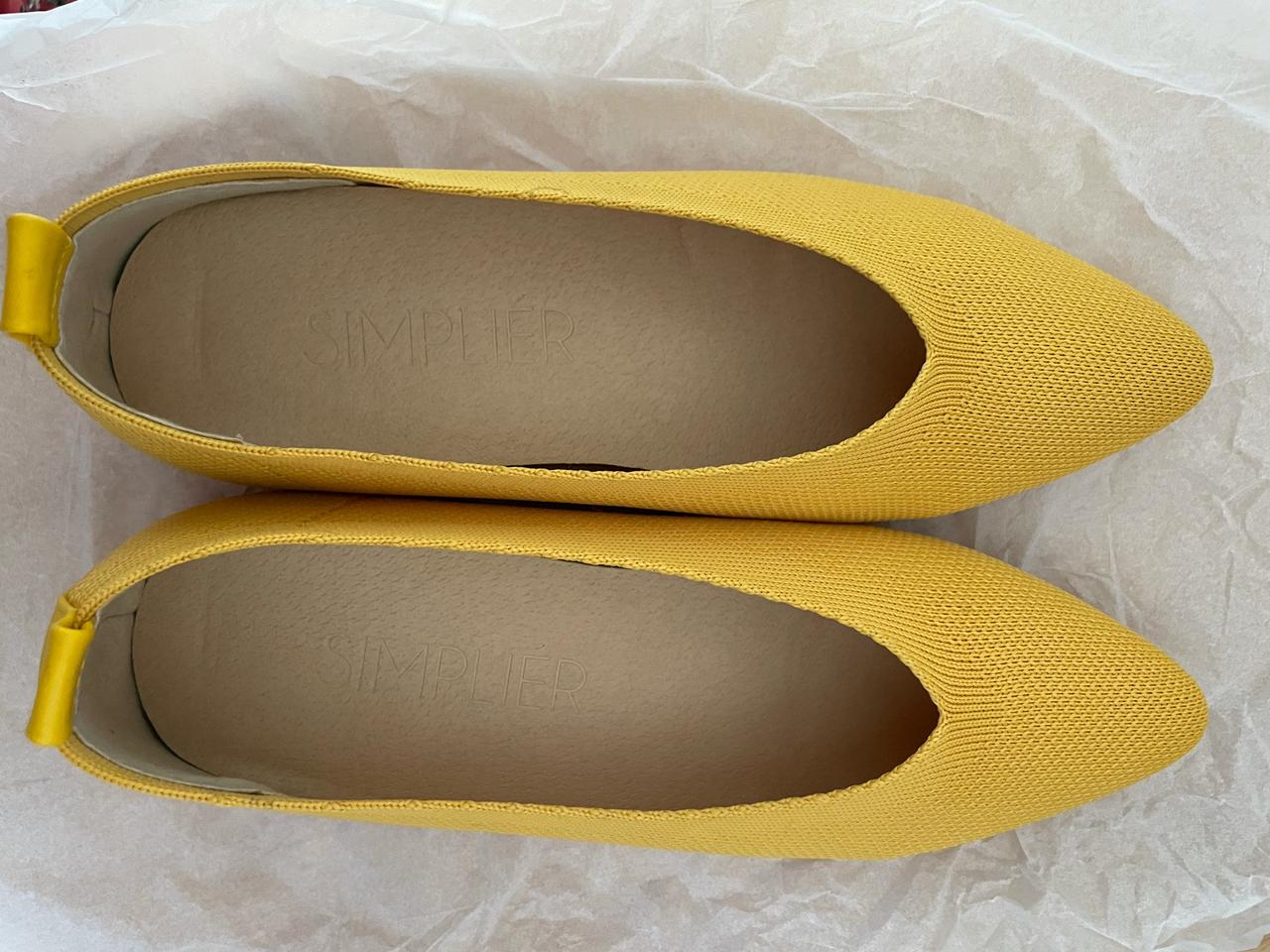택포!! 225mm심플리에 코이 니트 플랫슈즈(옐로우)