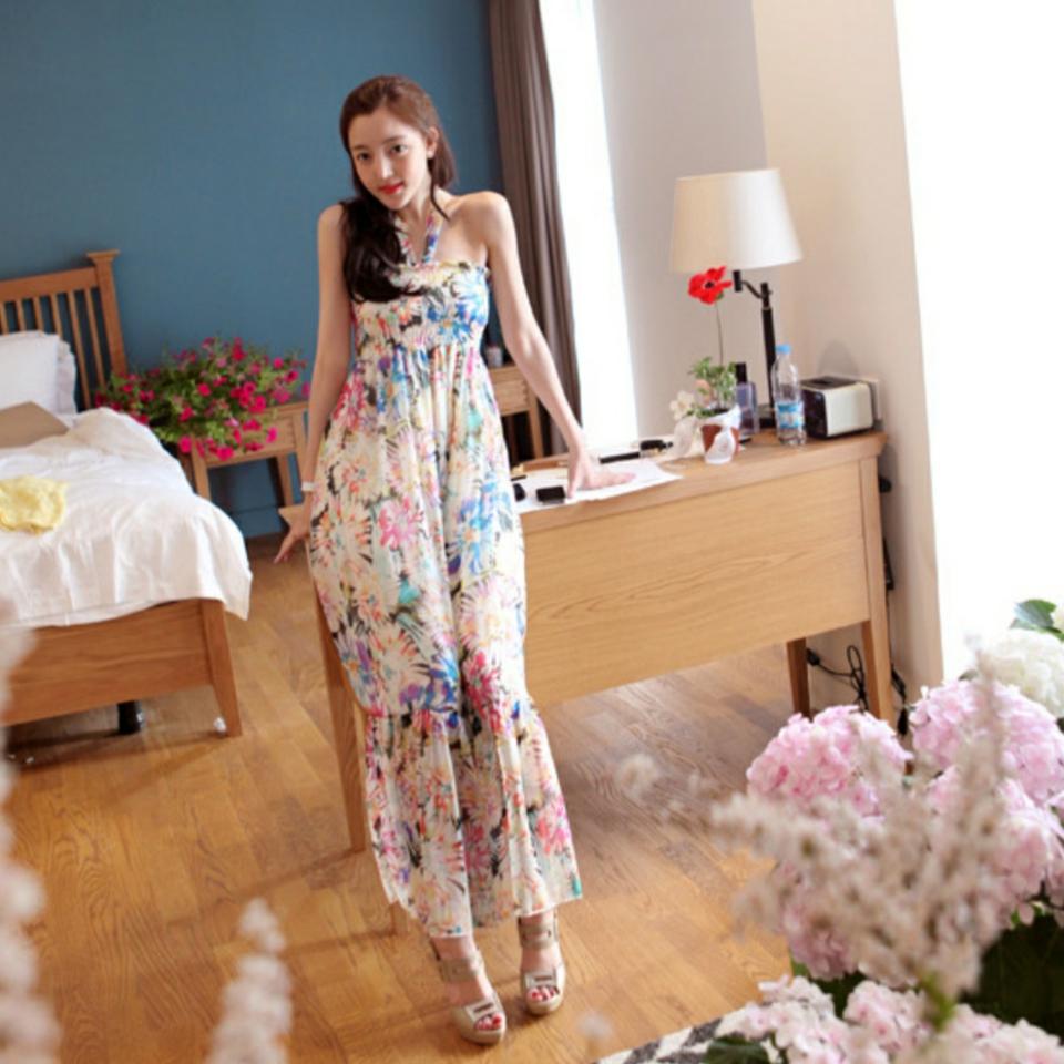 새상품)버블앤시크 플라워 홀터 튜브 맥시드레스 free