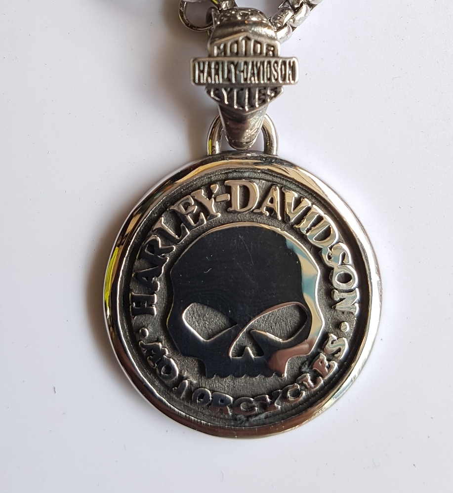 할리데이비슨 라운드 스컬 목걸이