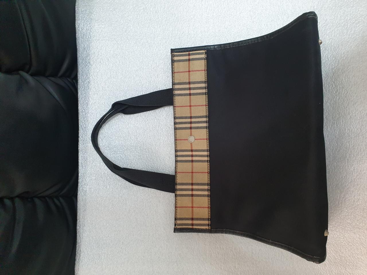 정품 버버리 투톤 캔버스 토트백