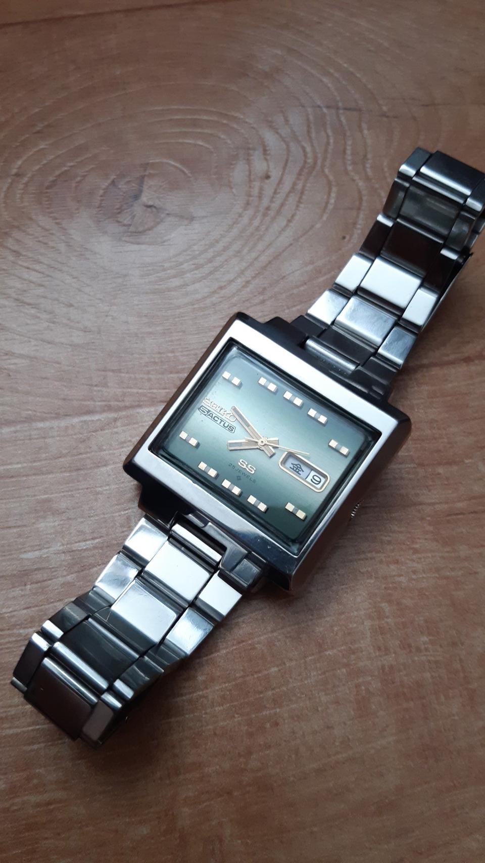 빈티지 녹판 세이코 사각 오토메틱 남성 시계