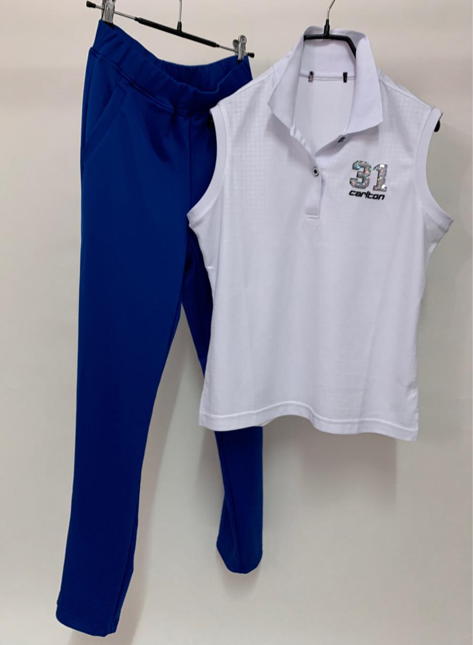 운동상의 민소매카라 자가드메쉬 새상품