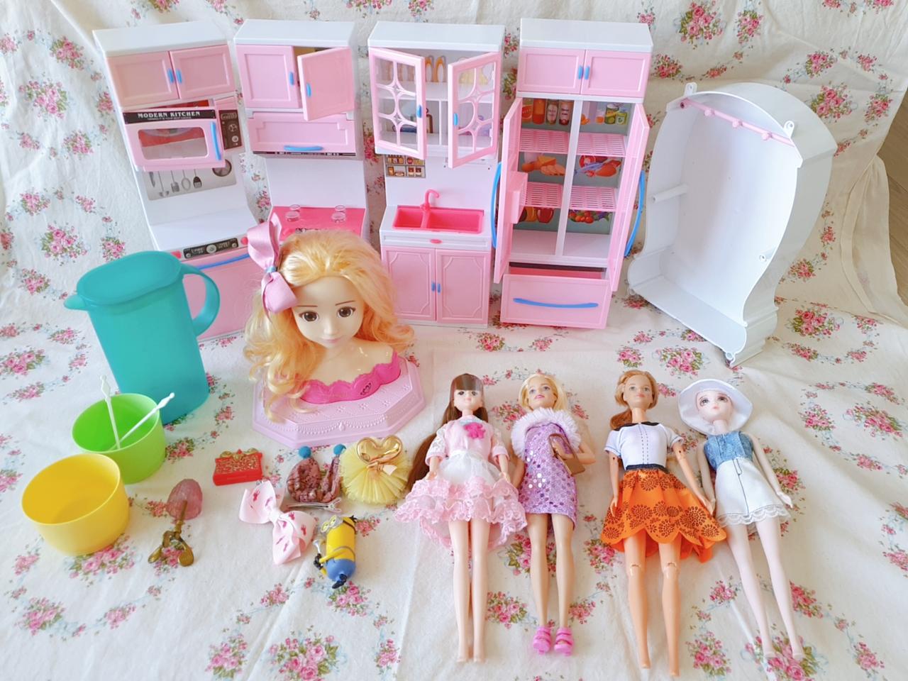 주방놀이 이거저것 다해서  미미 바비 인형 장난감 바비인형 미미인형