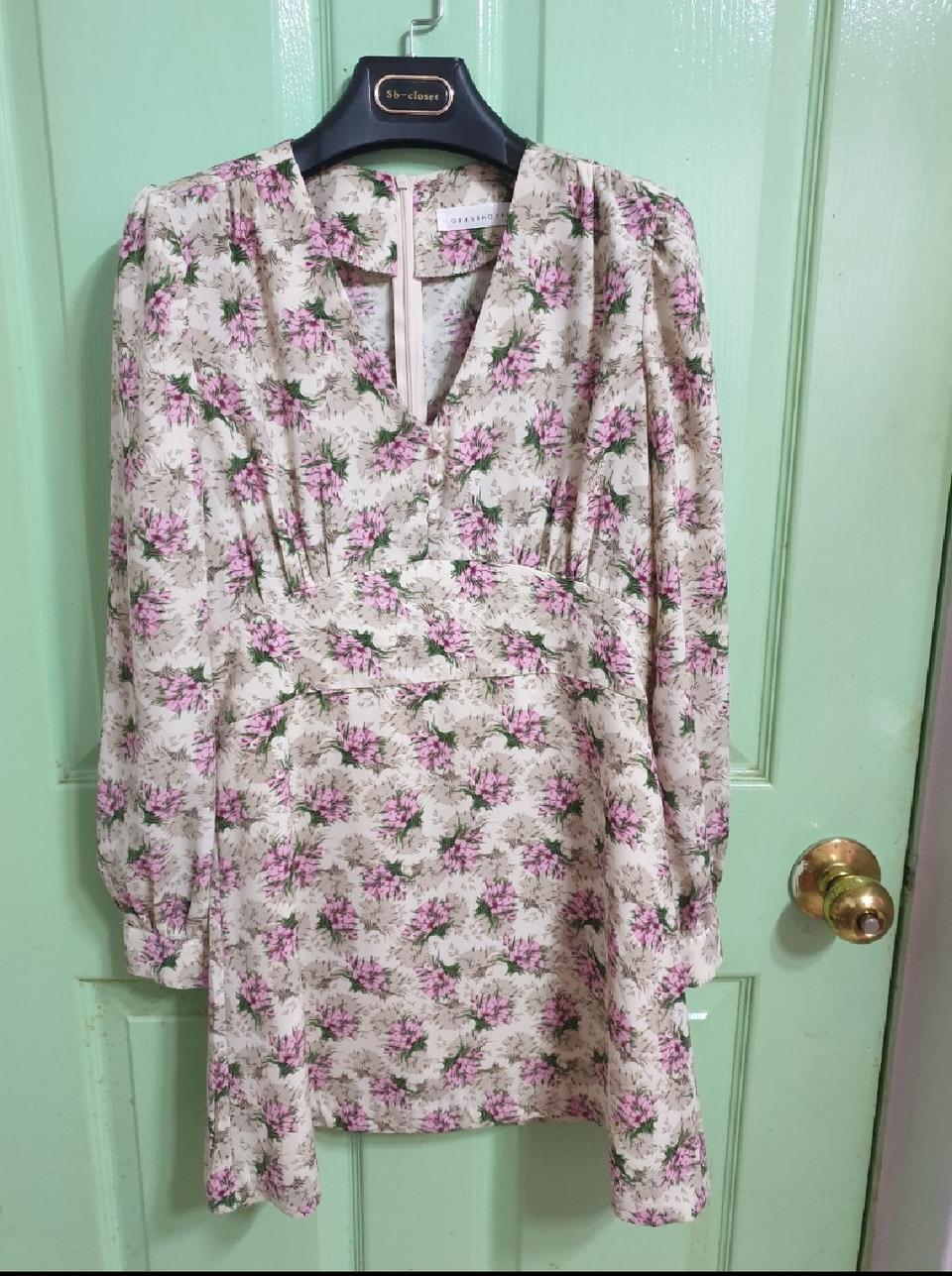 핑크 플라워 만발한  원피스/날씬해 보이는 효과 원피스/데이트/꽃구경