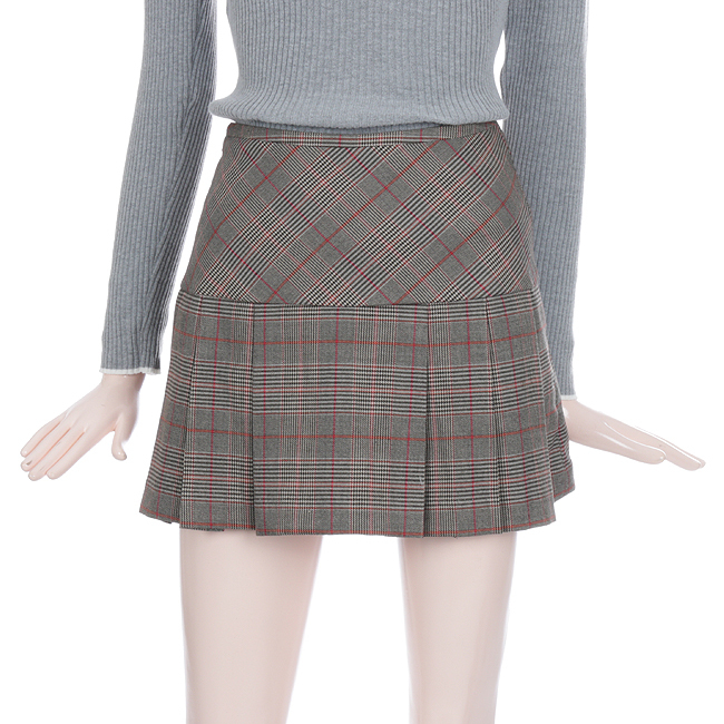 soup 체크 플리츠스커트