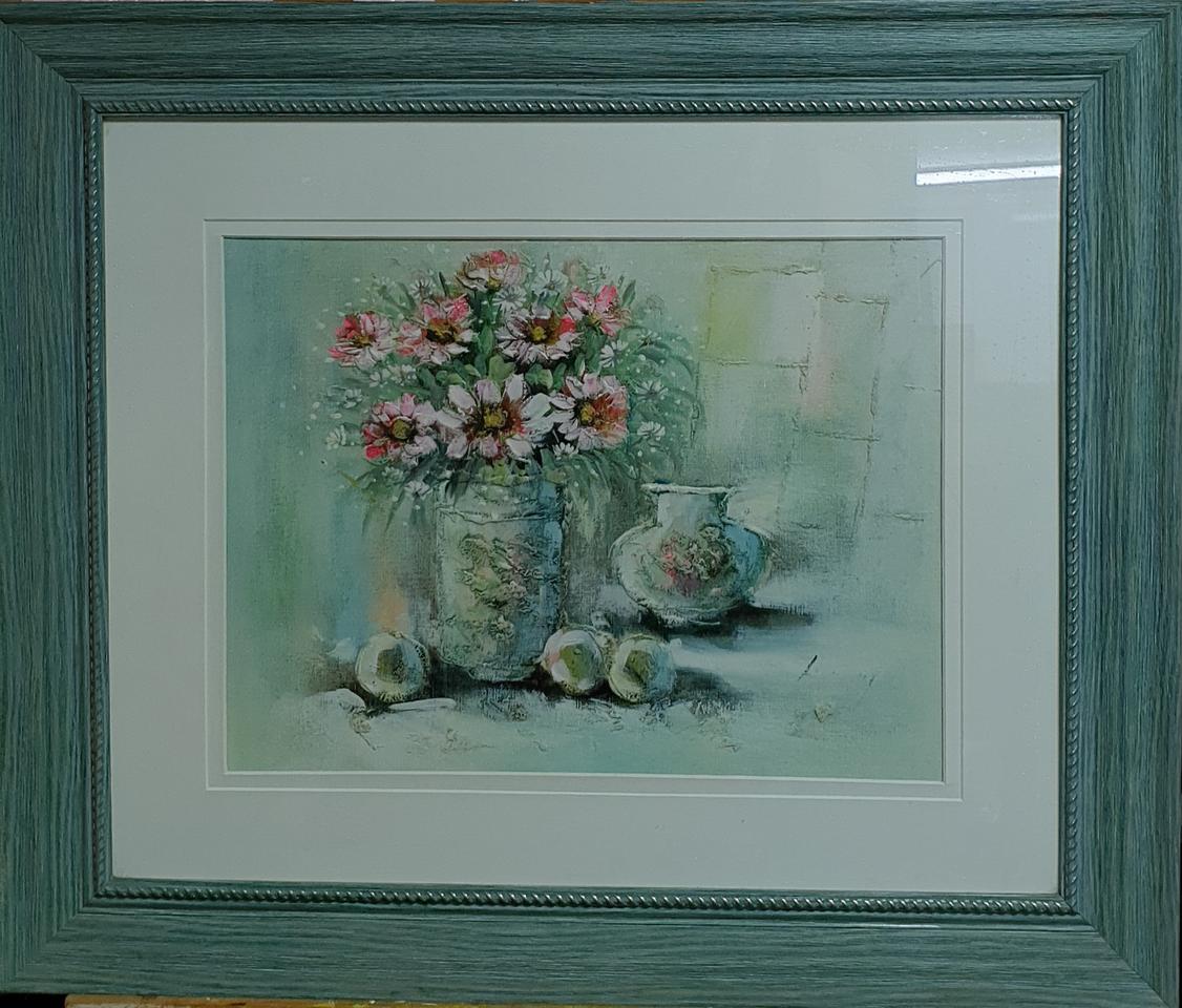 화병속의 코스모스 유화그림