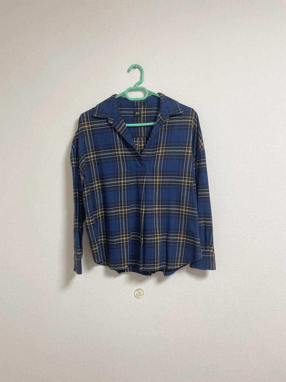 유니클로 네이비체크 셔츠 (M)