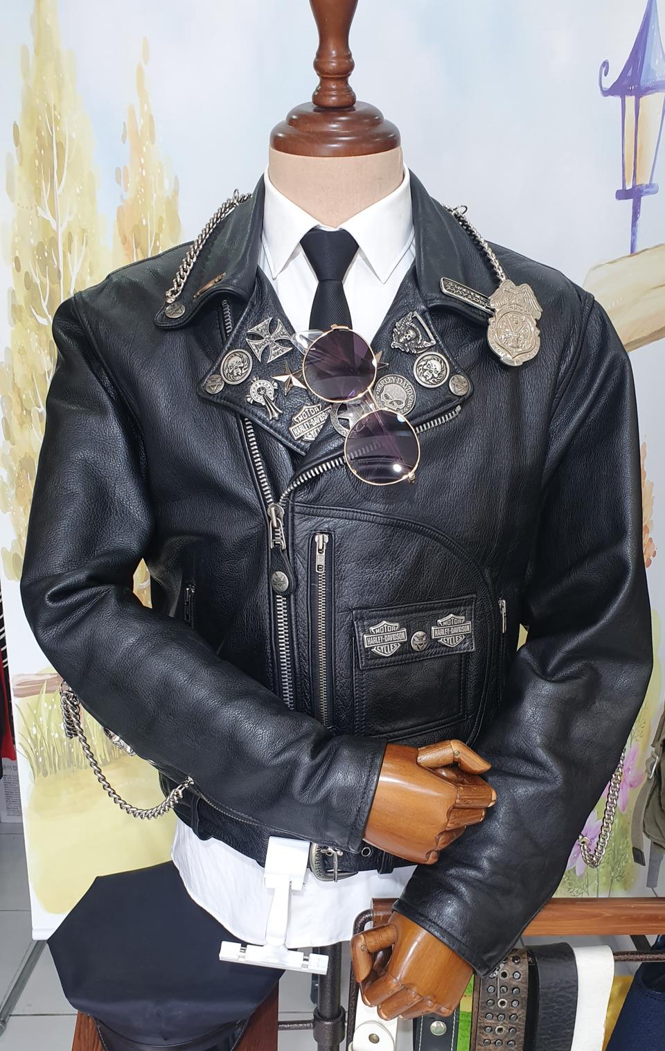 오리지널 할리데이비슨 빈티지 체인 찡 가죽 자켓