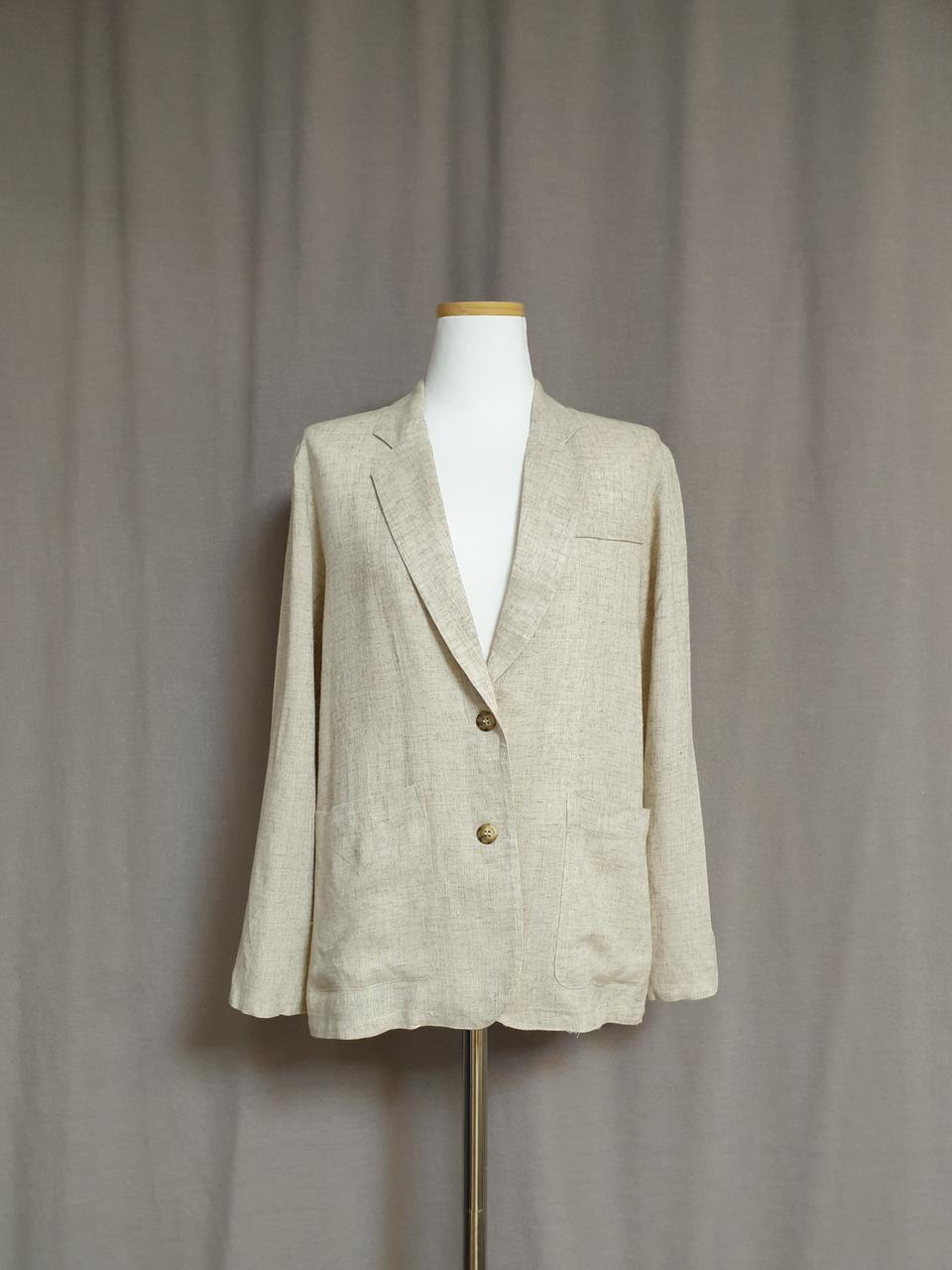 #일본빈티지 베이지 린넨 마 자켓