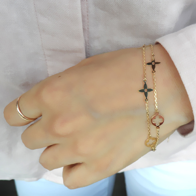 14k 크로바 퍼즐 팔찌 (새상품)