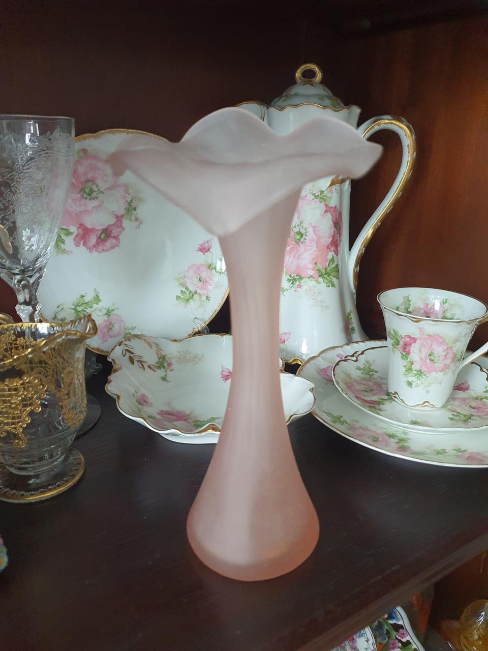 빈티지 핑크글라스 불투명 베이스