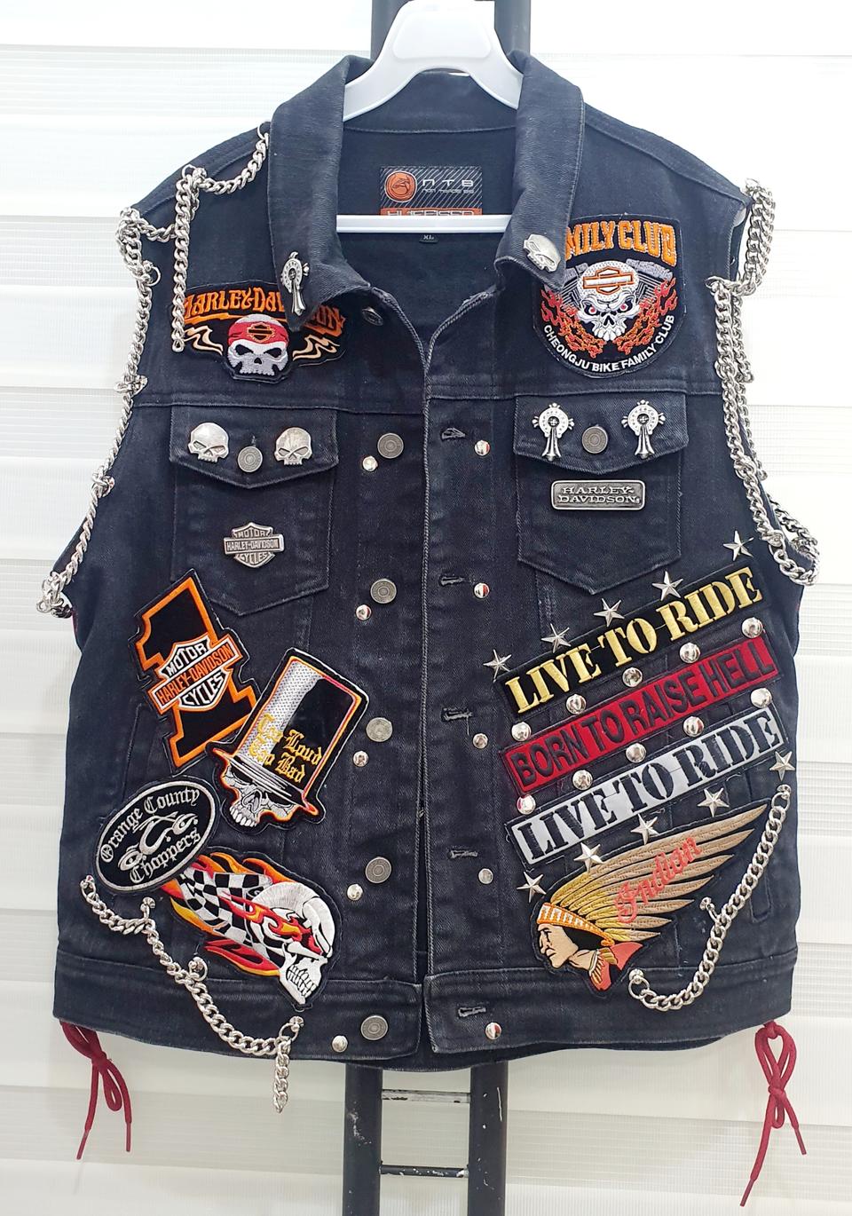 바이크 할리데이비슨 커스텀 체인 찡 청조끼