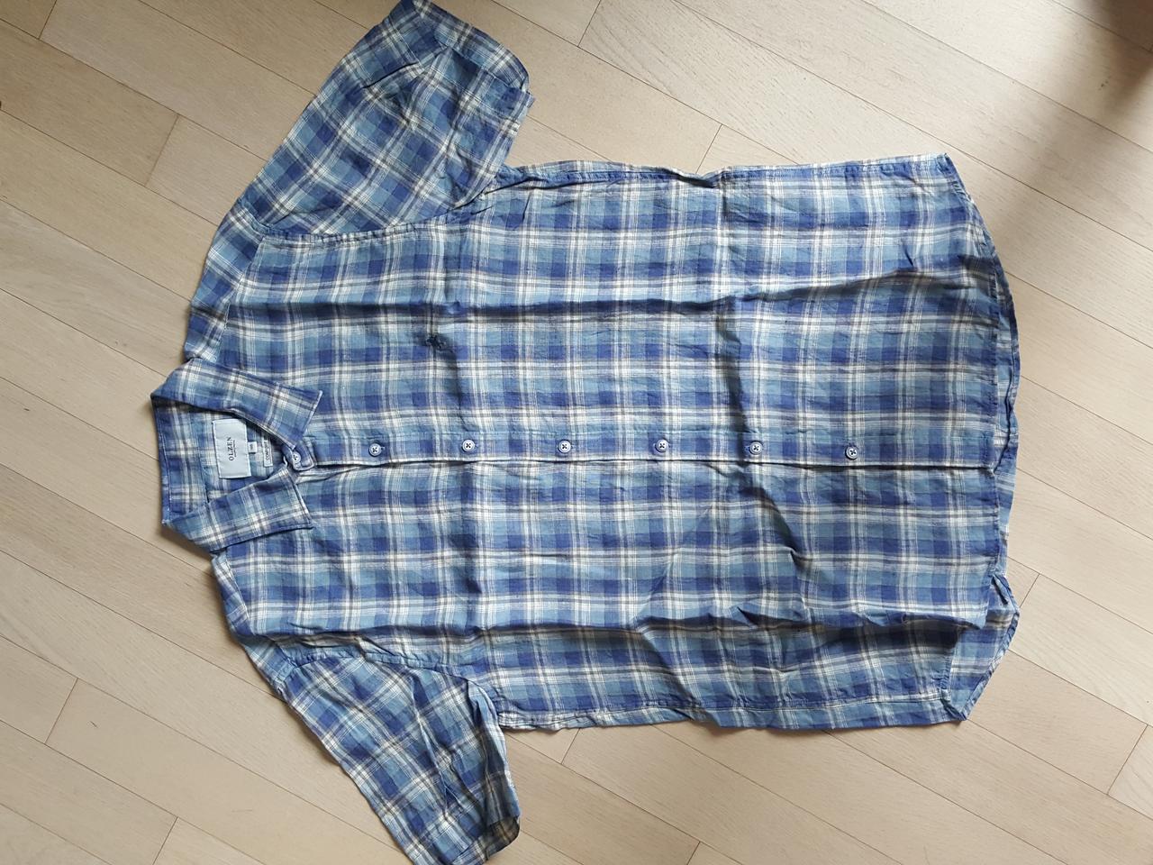 올젠 린넨체크 반팔셔츠 팝니다