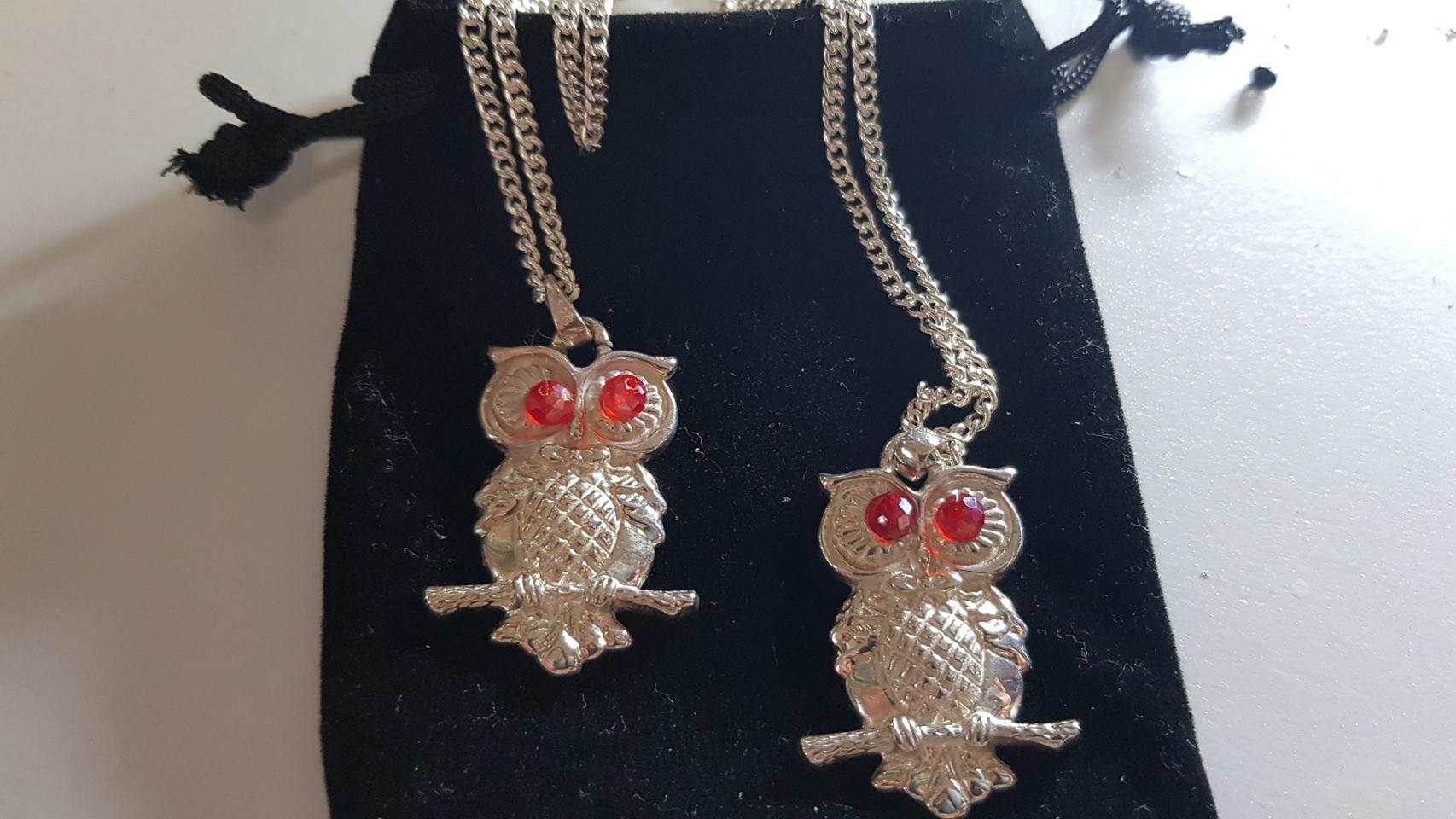 부엉이 은목걸이