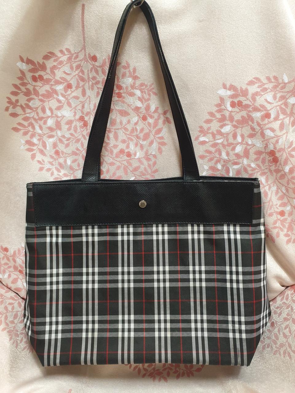 버버리 체크 캔버스 숄더,토트백