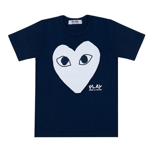 꼼데가르송 반팔티 네이비 화이트하트 네이비아이