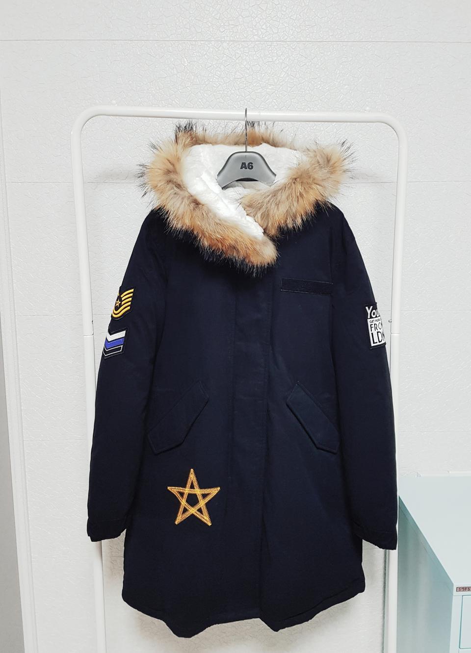 쎄일!여통통66가능)텍째새상품)정품)핸어스 리얼라쿤 퍼덕다운패딩