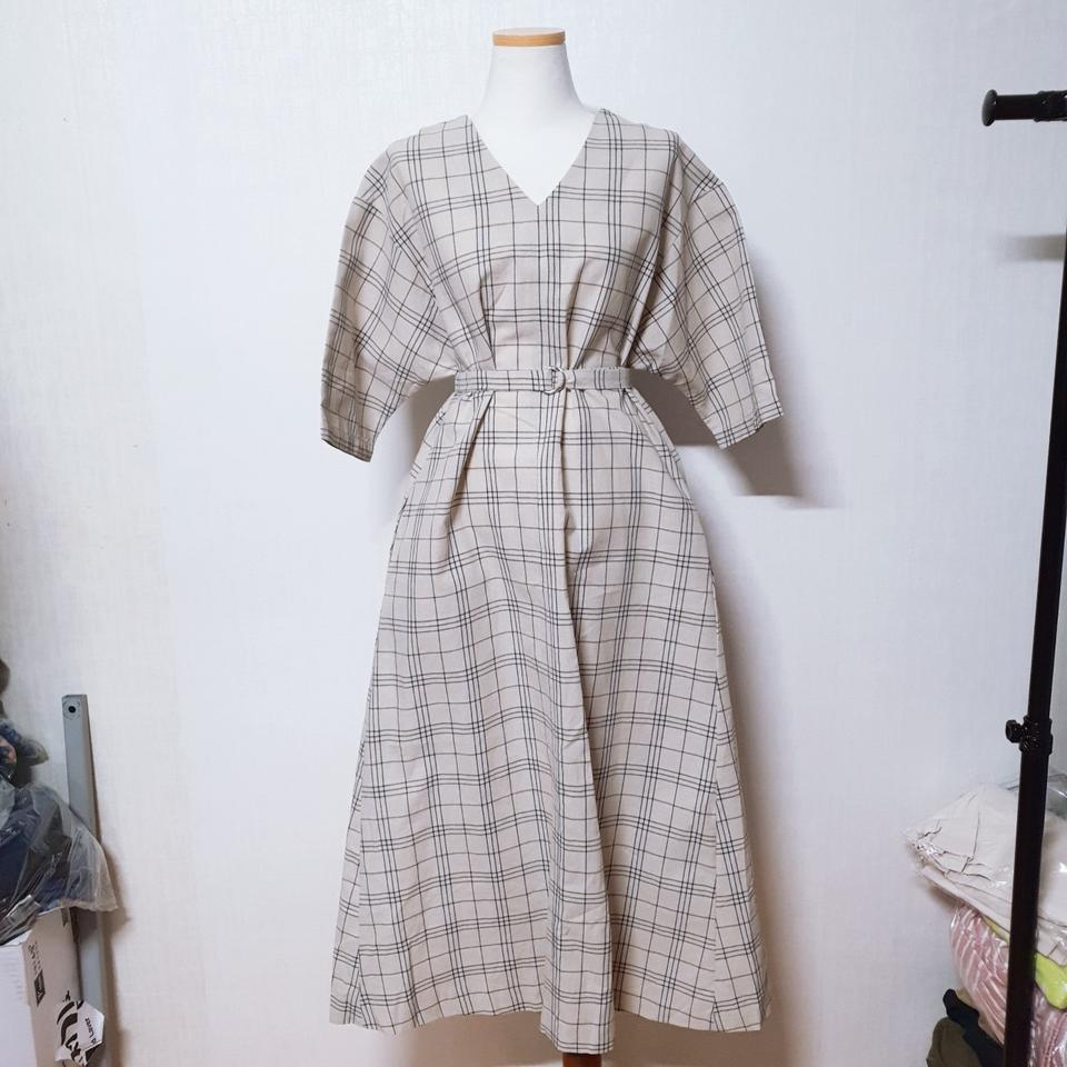 체크 롱 원피스+무배
