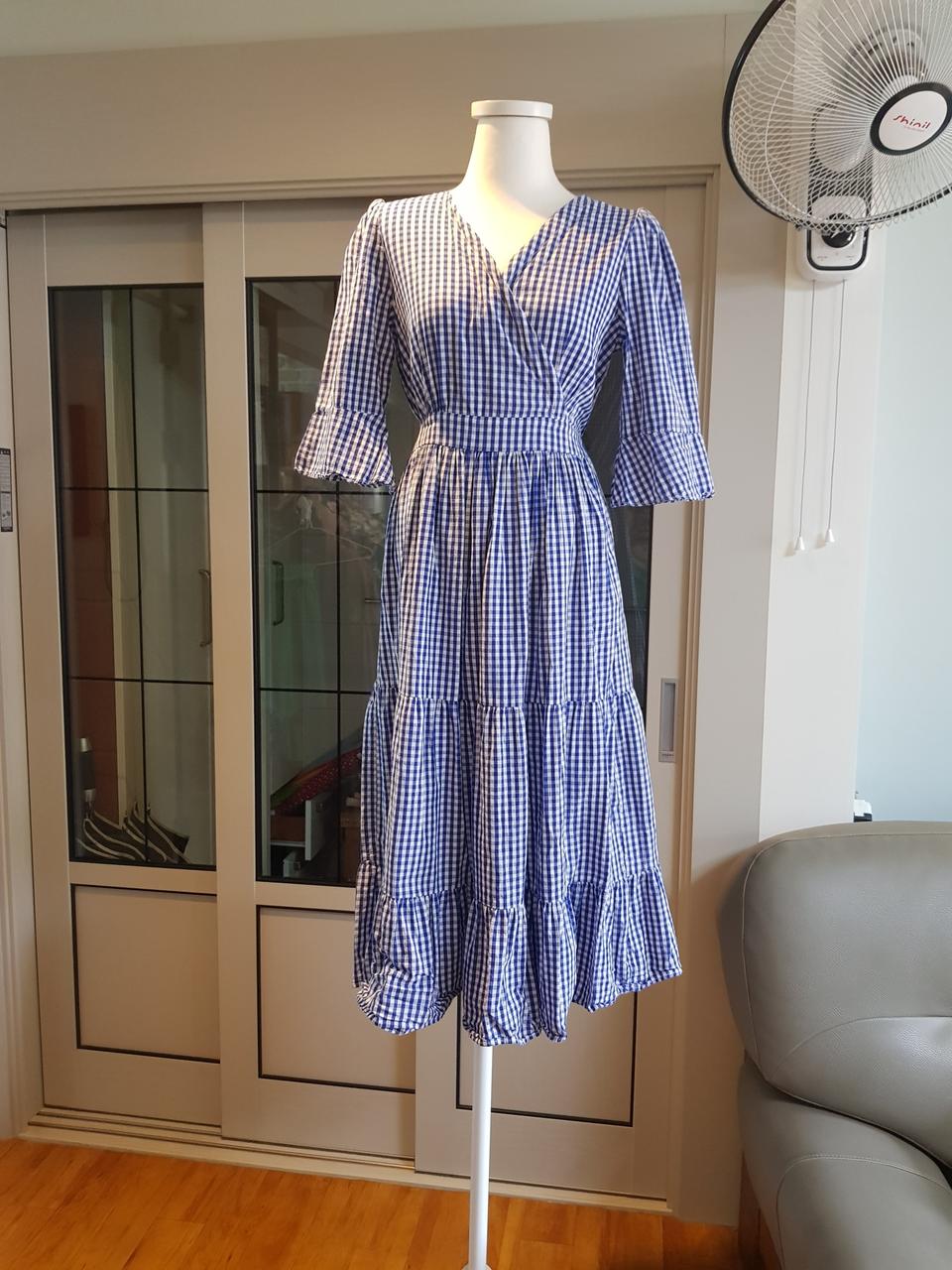 반에이크 깅엄체크 원피스