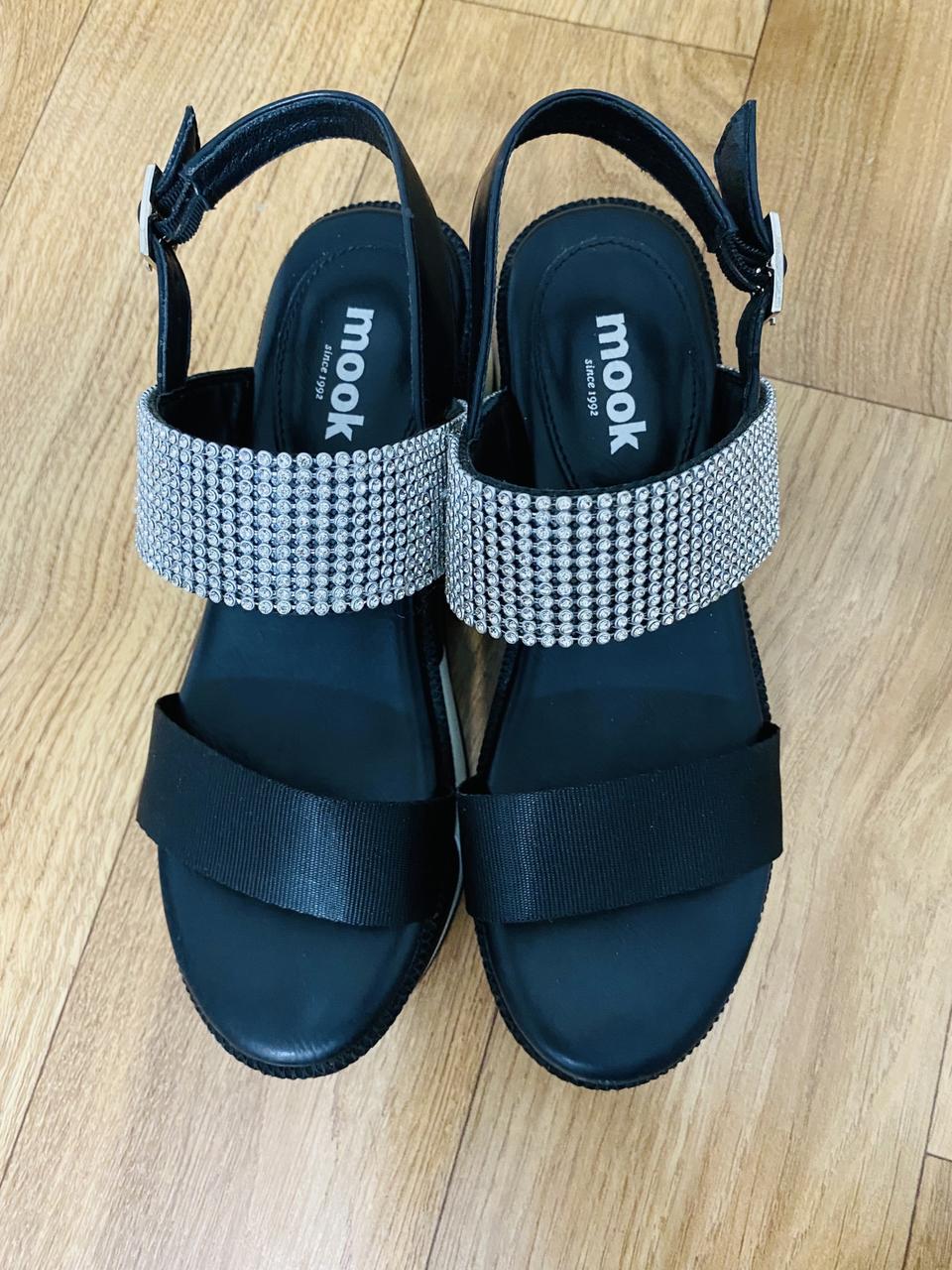 안전 mook 무크 여성 큐빅 스포티 샌들 블랙 240