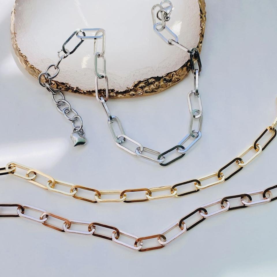 써지컬스틸 심플 클립 체인 팔찌