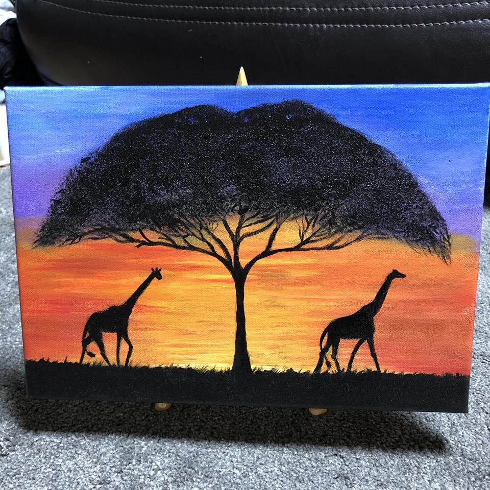 인테리어 캔버스그림 그림액자 아프리카 기린 선셋 아크릴그림