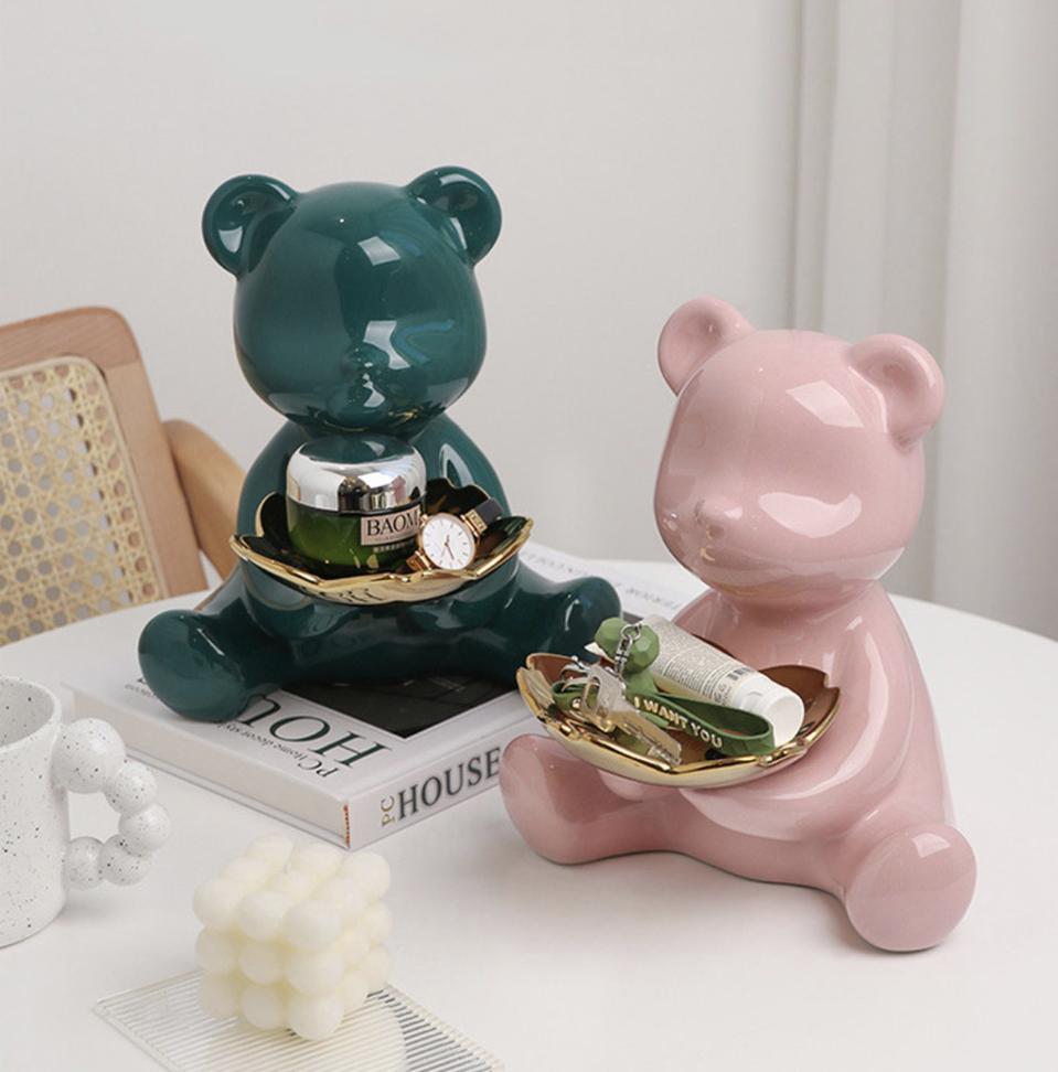 곰돌이 트레이 현관 악세사리 차키 세라믹 소품정리함 보관함