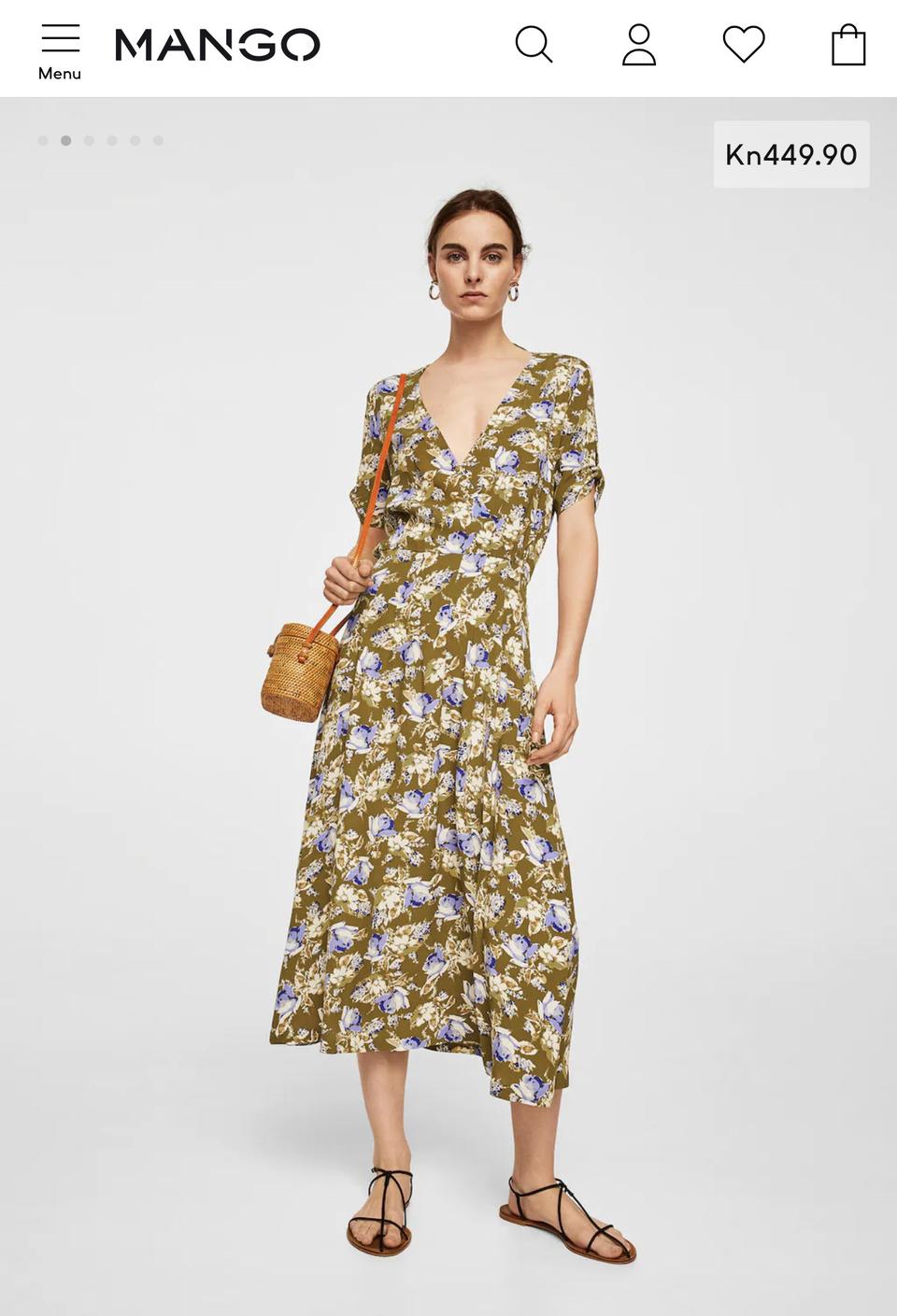 [MANGO] 플로럴 랩 드레스 - 라운지1회착용