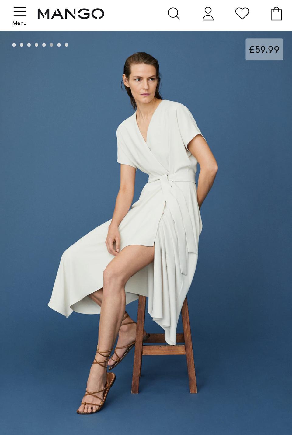 [MANGO] 망고 랩스타일 벨티드 러플 드레스 S사이즈 - 새상품