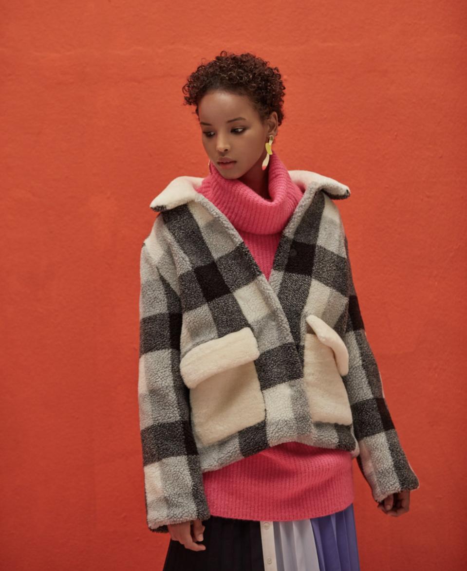 [Anc 1.5] 앙크1.5 시어링 플리스 체크 자켓 S 스몰