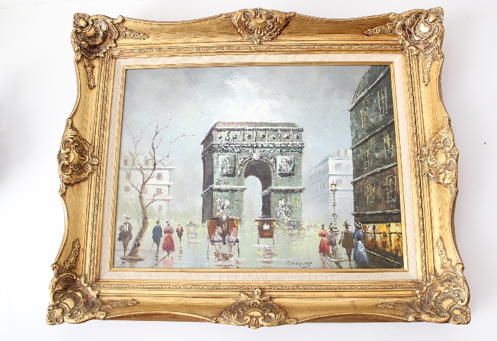 프랑스 엔틱 파리 개선문 대형 프레임 유화 액자 그림