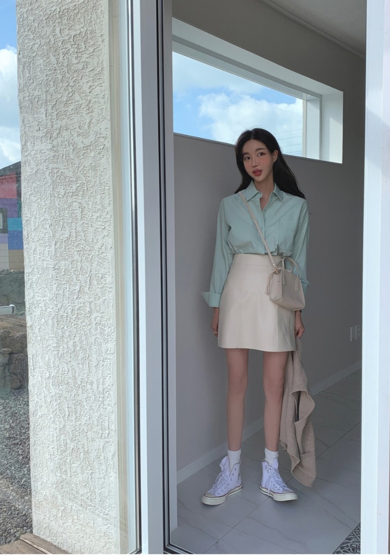 A라인 가죽스커트