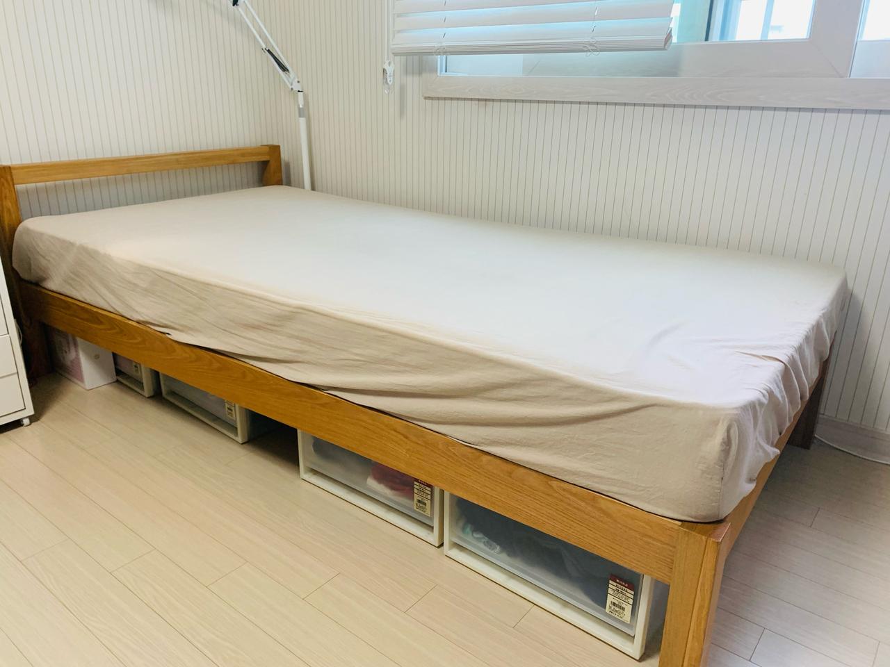 무인양품 물푸레나무 침대+매트리스, 수납박스(별도판매)