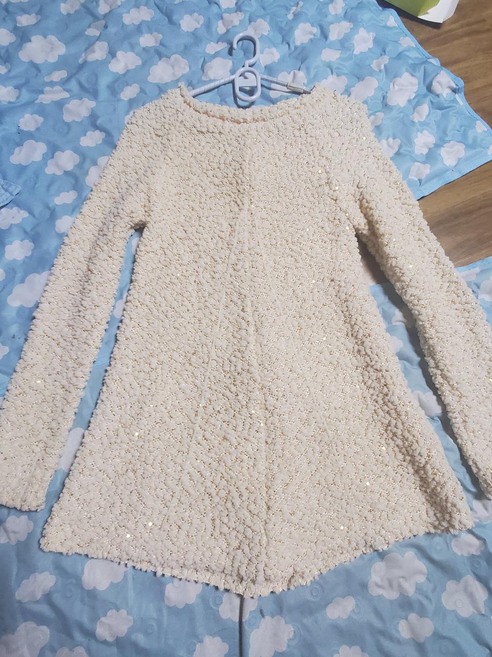 여성 멋쟁이 아이보리 미니 원피스겸 롱 블라우스  마지막네고