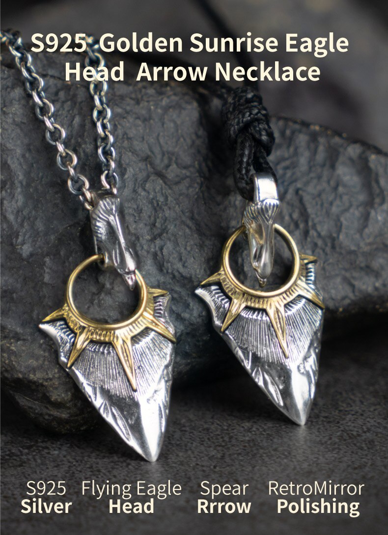 s925 스털링실버 선라이즈 이글 펜던트 목걸이