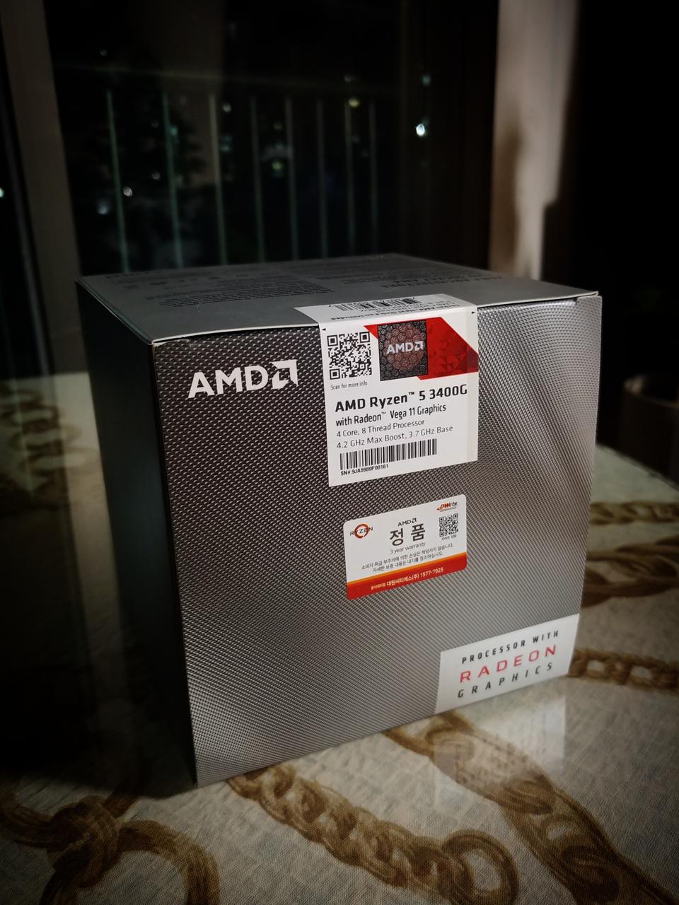 <추가금액인하> Ryzen 3400G 라이젠 박스 미개봉 새 제품