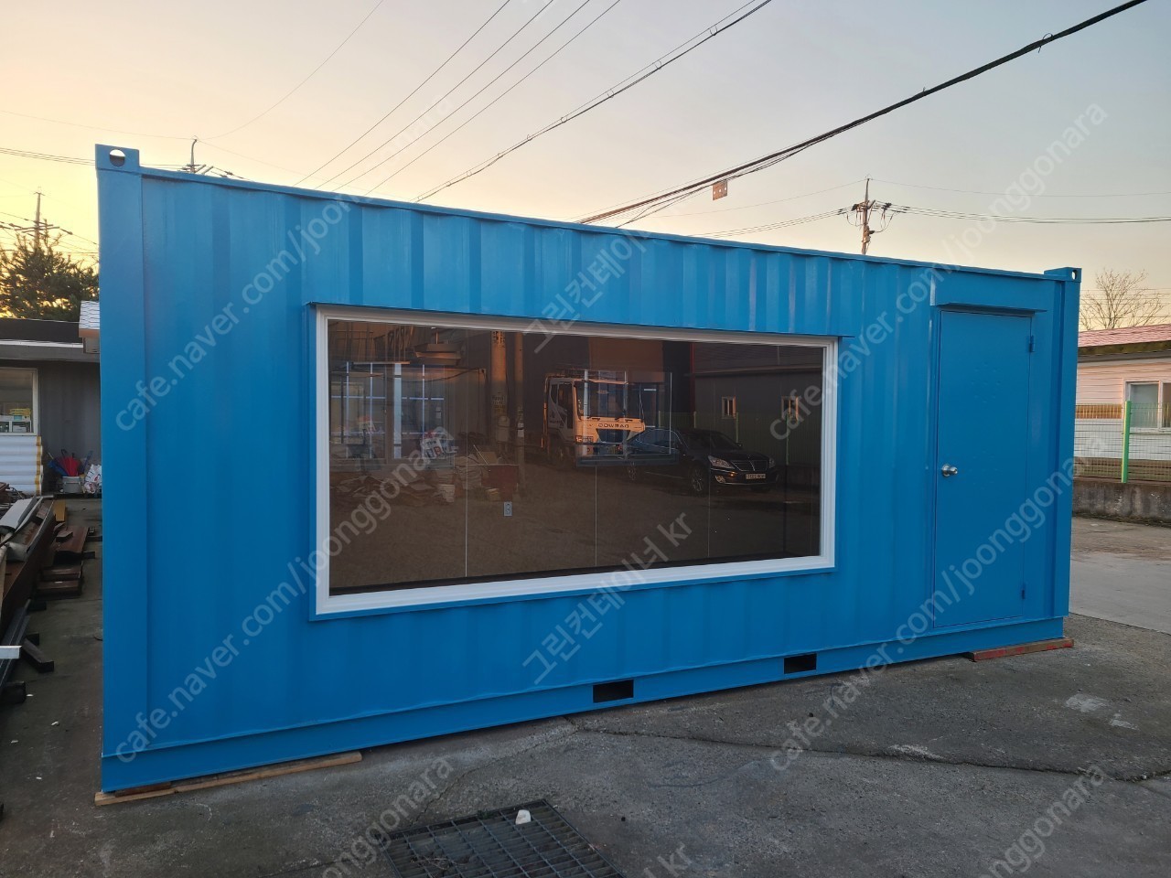 신품 청색 통유리 주문형 컨테이너 팝니다
