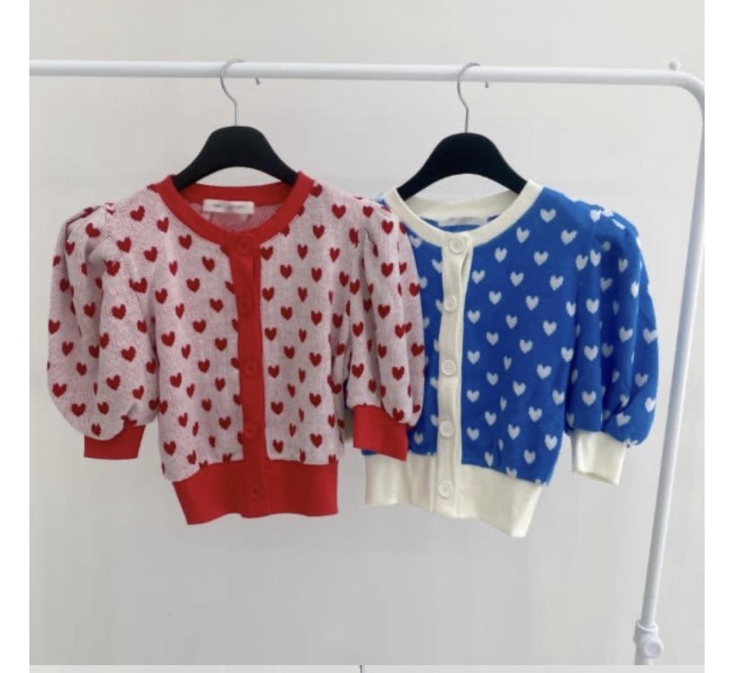 새상품)하트퍼프니트(레드) 가격내림