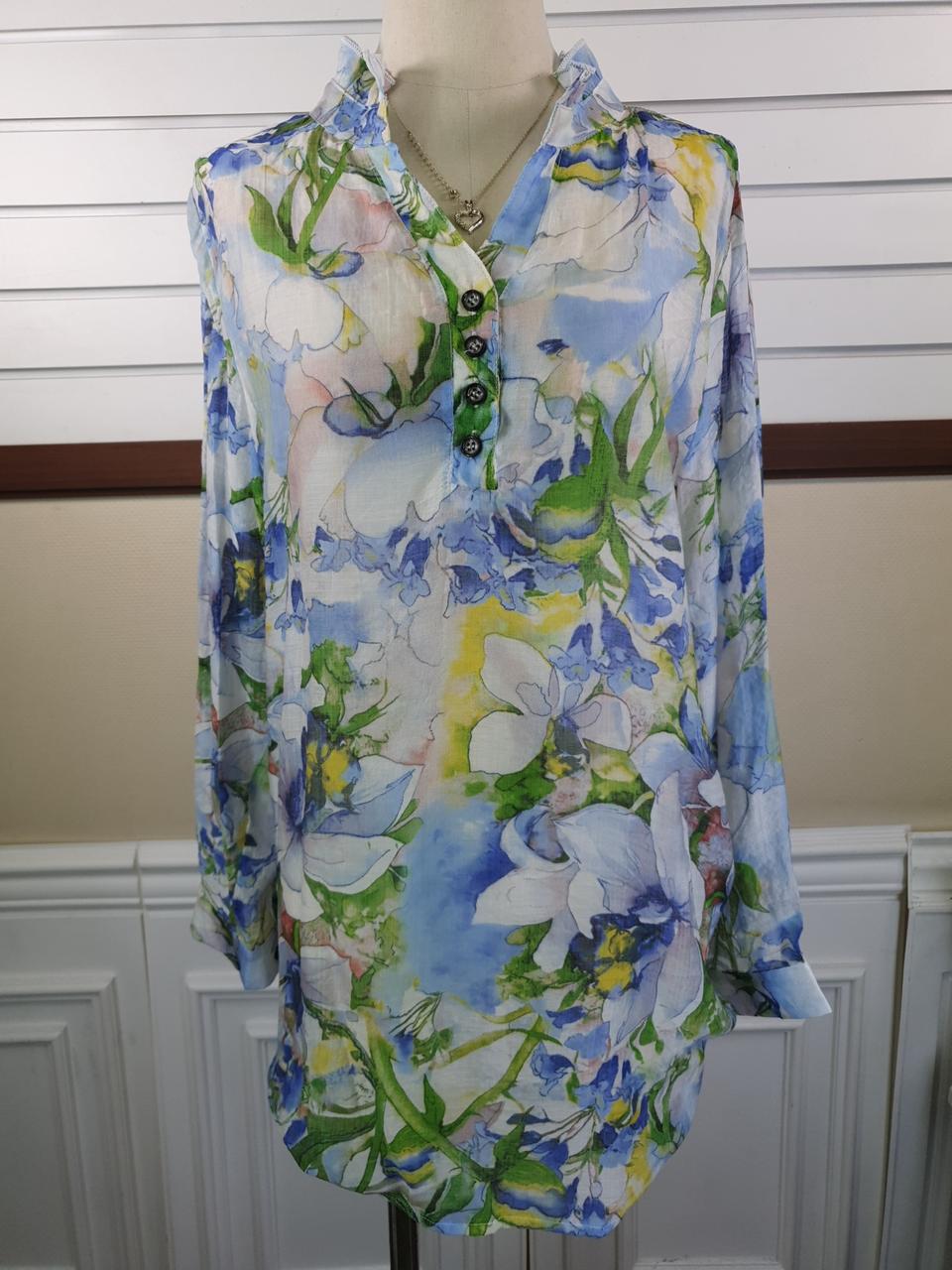 블루 긴팔 롱블라우스 L