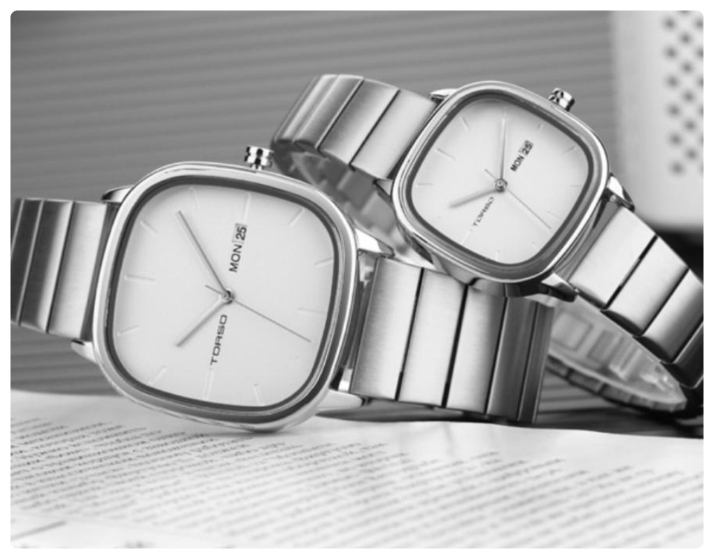 ☆[토르소]☆ 듀얼타임 컴팩트 스퀘어 메탈시계  TQ34 SWH[새상품]