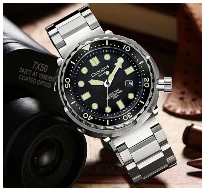 ☆크로노스☆솔라 다이버시계+우레탄 밴드 세트 CRD88601B[새상품]