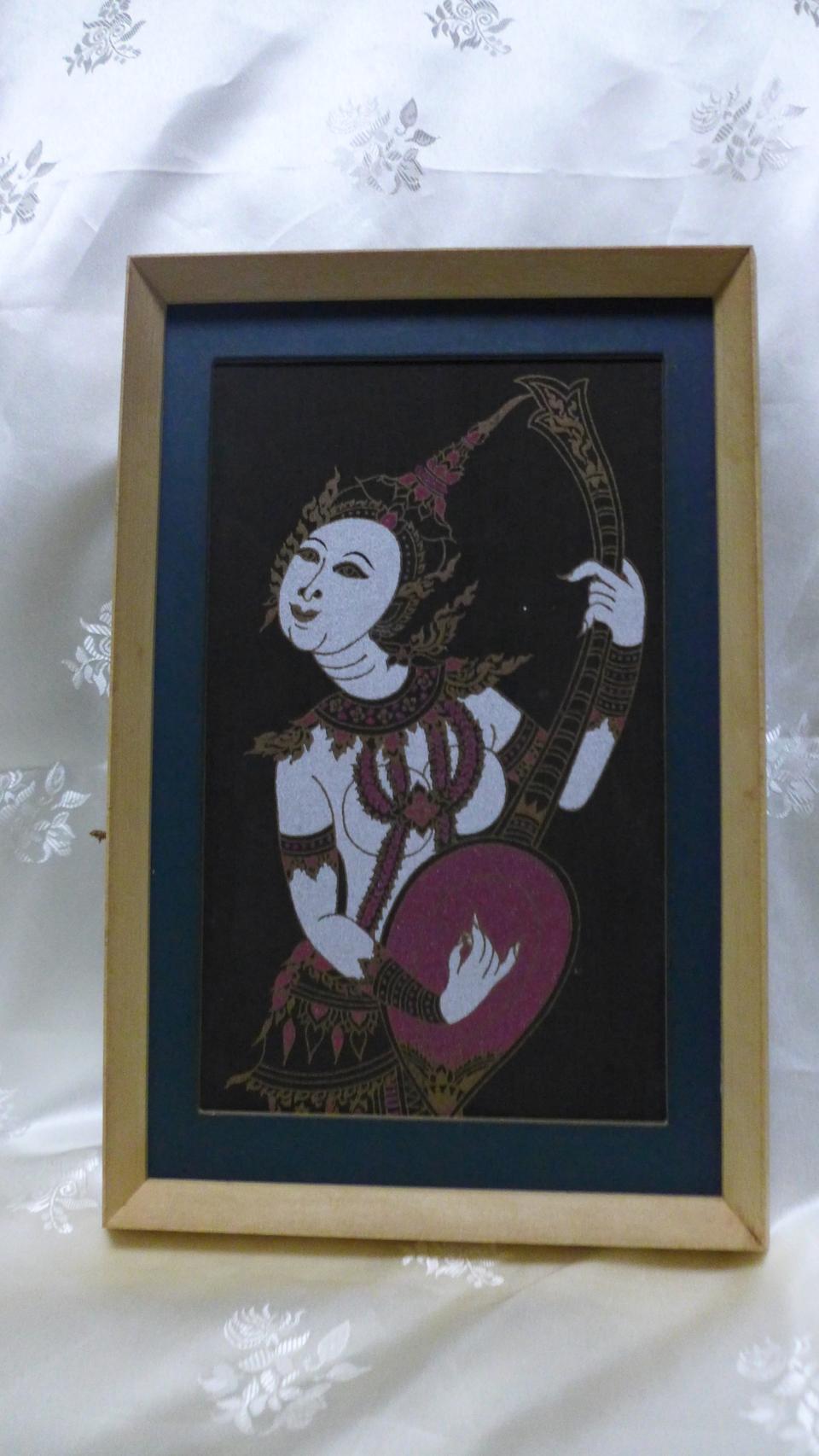 태국 천 염료 전통 그림 엔틱 앤틱 수공예 미술 예술 빈티지