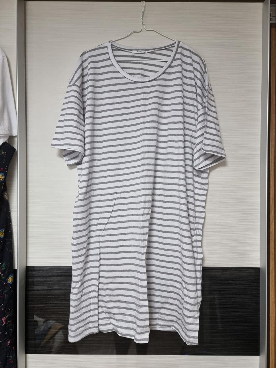 빅사이즈 120 스트라이프티 롱티 티셔츠