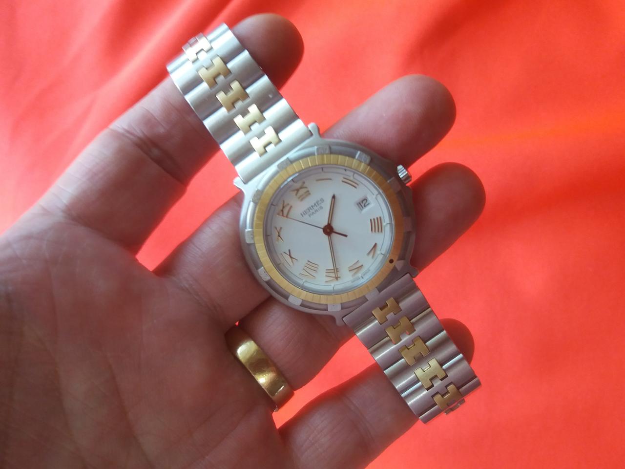 정품-에르메스-HERMES-18k골드-콤비-스위스제-남여 공용-특A급