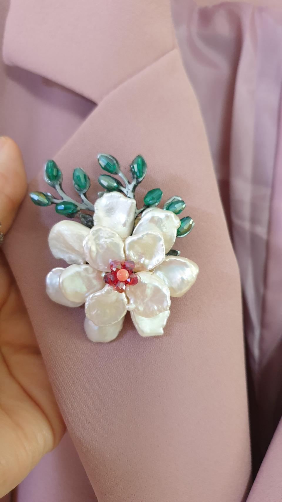 진주꽃브로치