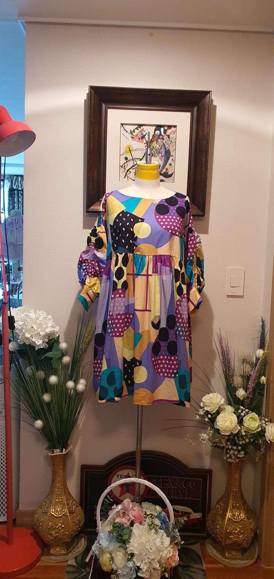 팝아트 기하학프린팅 원피스