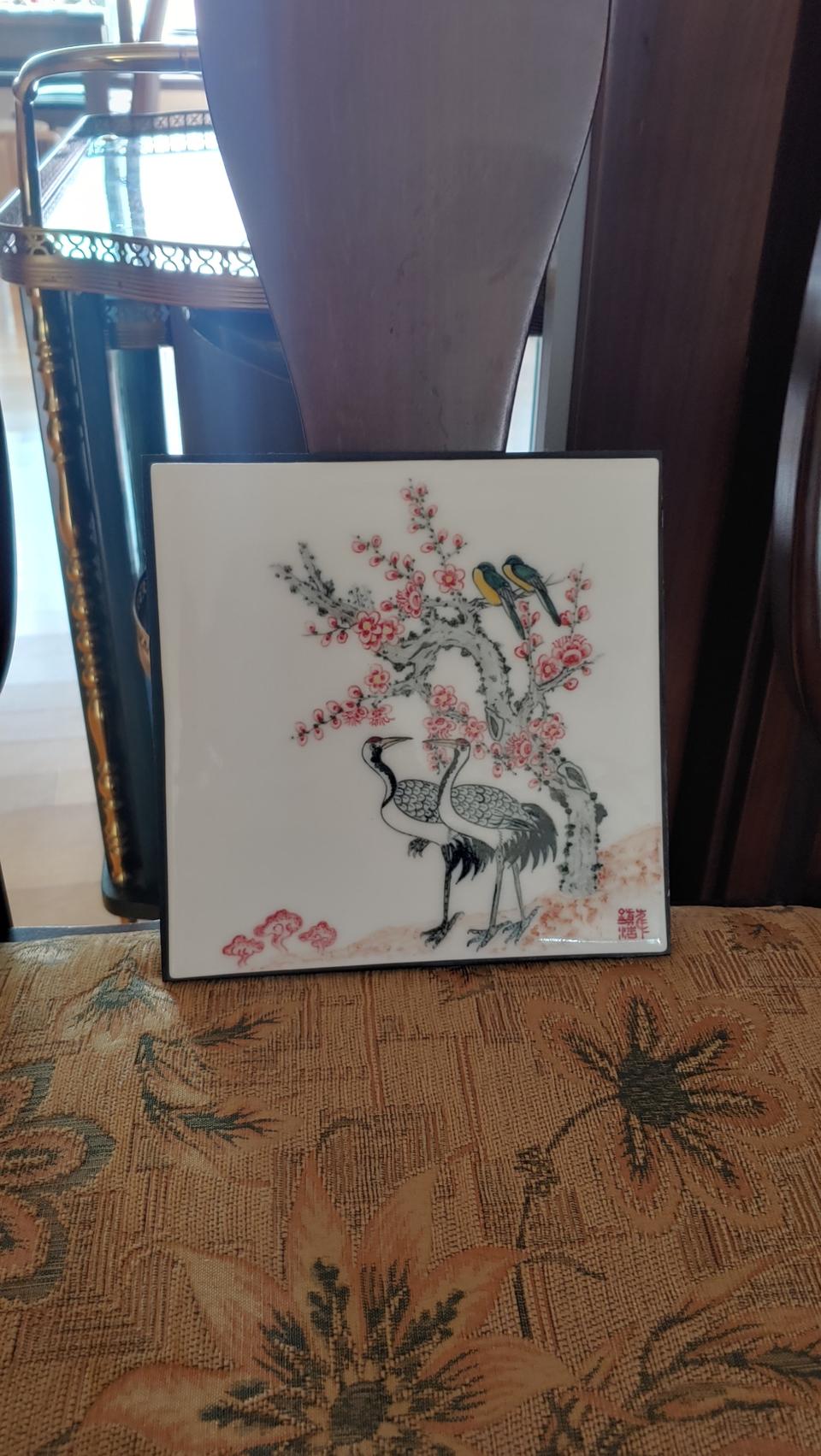 梅鳥図 매조도 타일화작품